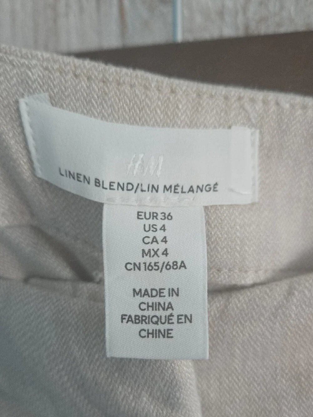 H&M women's Cream linen blend Wide-Leg Dress Trousers